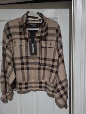 Oliver.o Beige‎ Plaid Button-Front Jacket